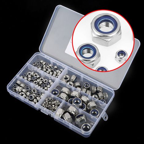 Kit de 175 écrous hexagonaux en acier inoxydable M3 M4 M5 M6 M8 M10 M12, assortiment de vis et boulons, lot de fixation (1/5)