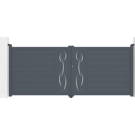 Doppelflügeltor aus Aluminium 3,5m LIFE 350 x 140 cm Grau (1/4)