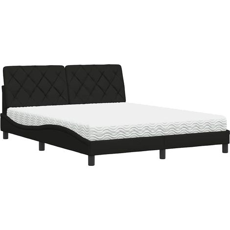 Bett mit Matratze Schwarz 160x200 cm Stoff vidaXL (1/5)