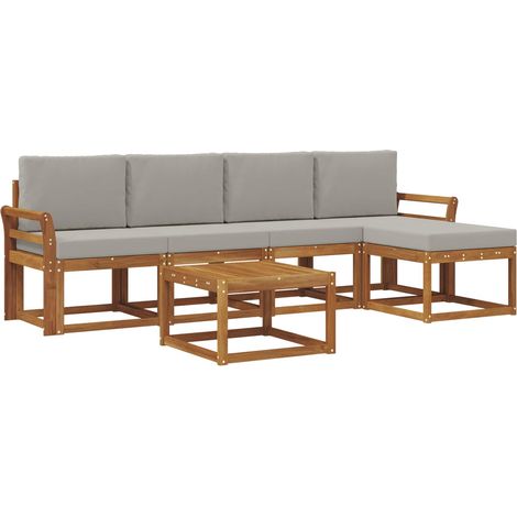 Outdoor Sofa Set with Cushion 6 pcs Natural and Light Grey vidaXL (1/5)