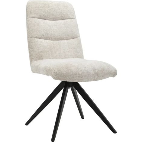 Chaise pivotante 360° tissu doux écru – Pieds en métal noir – Assise confort ferme – Dimensions 90 cm x 50 cm x 50 cm – Meubletmoi (1/5)