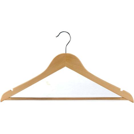 JVD - Cintre en bois naturel pour dressing avec barre et encoches. - Matériel professionnel (1/2)