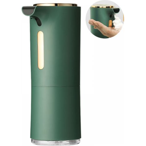 Dispensador de jabón automático de pared, apto para cocina y baño, 300 ml, tamaño ajustable (verde) (1/5)