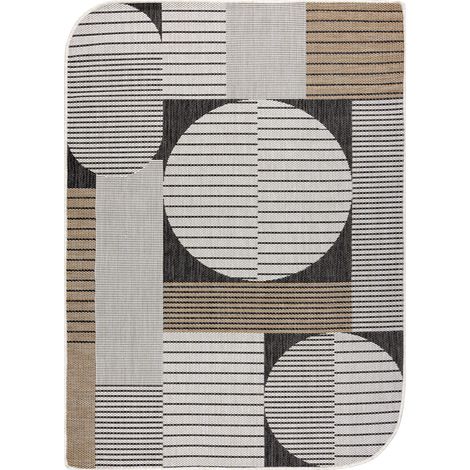 ORGANIC 2769 sisal carpet Geometric ecru / black – natural, modern irregular shape beige 120x170 cm