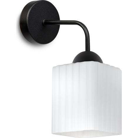 Lámpara de pared tipo rifle negra, 1 pl, cubo blanco E27 (1/5)