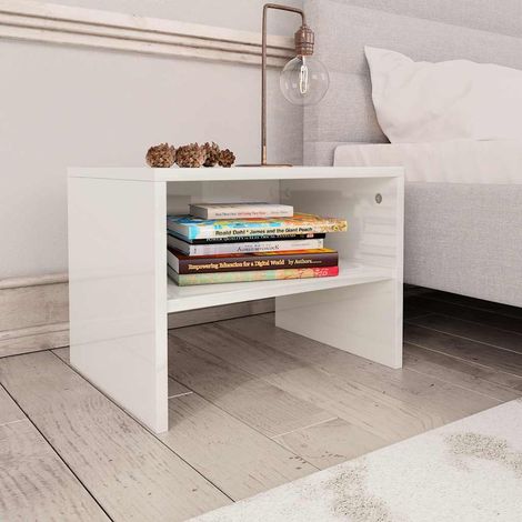 Maison Exclusive - Comodini 2 pz Bianco Lucido 40x30x30 cm in Legno Multistrato (1/5)
