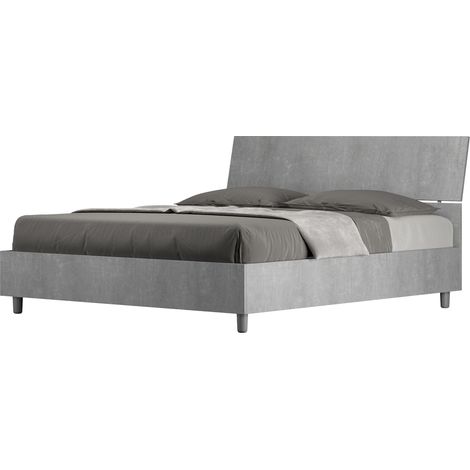 Letto Matrimoniale 160x190 cm Senza Rete Testata Inclinata Demas Cemento (1/5)
