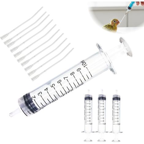 14-teiliges Futterrohr für Vogelbabys, Futterspritzen-Set für Vogelbabys, 4 nadelfreie 10-ml-Spritzen mit 10 weichen Schläuchen, 8 cm Durchmesser, 2 mm, Vogelfutterspritze