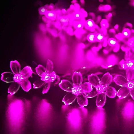 Guirlande solaire extérieure avec fleurs, 7 m, 50 LED étanches, 8 modes d'éclairage. Lampe décorative pour jardin, tonnelle, terrasse, cour, clôture extérieure. (1/5)