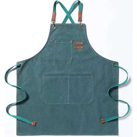 Grembiule da cuoco, grembiule da giardinaggio in tela di cotone con ampie tasche per uomo e donna, grembiule da cucina resistente e regolabile