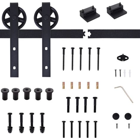 Kit de herrajes para puerta corredera de 200 cm de acero negro MODENUIT (1/5)