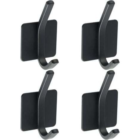 Crochets muraux adhésifs en acier inoxydable SUS 304 – Lot de 4, noir, sans perçage, pour salle de bain et cuisine (1/5)