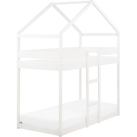 Bunk Bed House Pine Wood LABATUT 90 x 200 cm (EU Single) White (1/5)