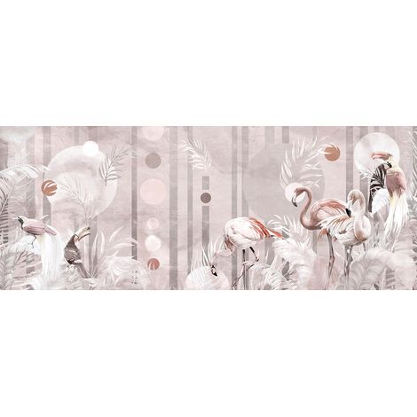 Papier peint panoramique - Flamants Roses - 130 cm x 51 cm (1/2)
