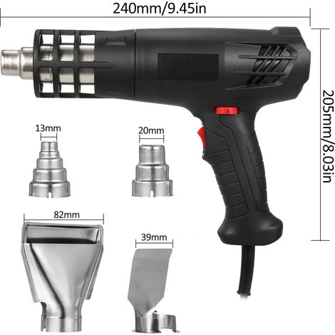 [JAMAIS UTILISÉ]Machine à air chaud 1600-2000 W avec double réglage de température (50 °C à 55 °C), chauffe rapide et 4 buses pour travaux manuels, gaine thermorétractable, décapage, peinture et résin (1/2)
