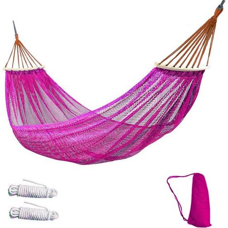 Pinkfarbenes Outdoor Hängebett Drahtgeflecht mit Löchern, biegsame Schaukelstange, Kippsicherung für Camping und Tourismus (1/5)
