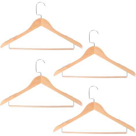 Cintres en bois Lot de 4 Porte-manteaux robustes Design nordique pour robes et costumes Bois et fer Réutilisables (1/5)