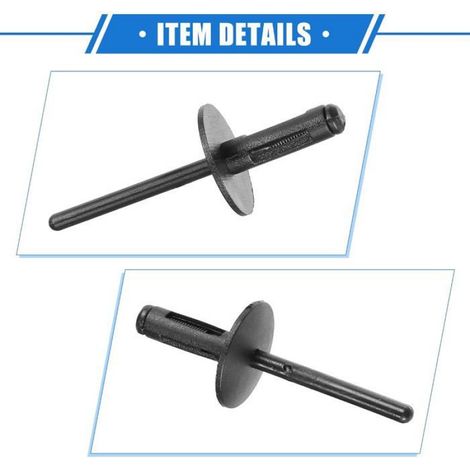 Rivet Doublure Aile - Plastique Noir - Tige 21 mm - Pour Fixation Doublure Et Passages De Roue - 25 Pièces (1/5)