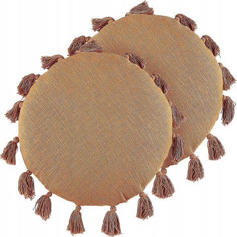Cojín decorativo beliani naranja 45 cm algodón poliéster (1/3)