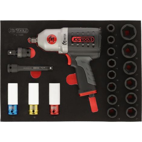 Módulo de enchufes y llave de impacto neumática 1/2'', 20 piezas