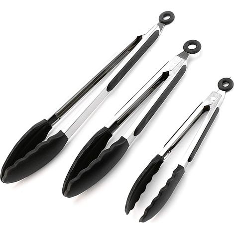 Set mit 3 hitzebeständigen Küchenzangen – Edelstahlgriff (1/5)