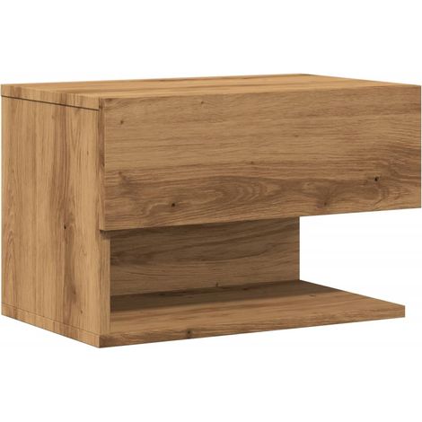 Comodino sospeso con cassetto e ripiano 46 x 29,5 x 30 cm in derivati del legno color rovere DEC034244