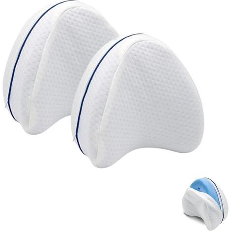 2x Oreiller Jambes Orthopédique. Coussin Ergonomique Releve-Jambes. Coussin Genoux pour Dormir Sur le côté avec Memoire Forme pour Soulagement de Douleur au Dos, Hanches, Sciatique et Articulaires. (1/4)