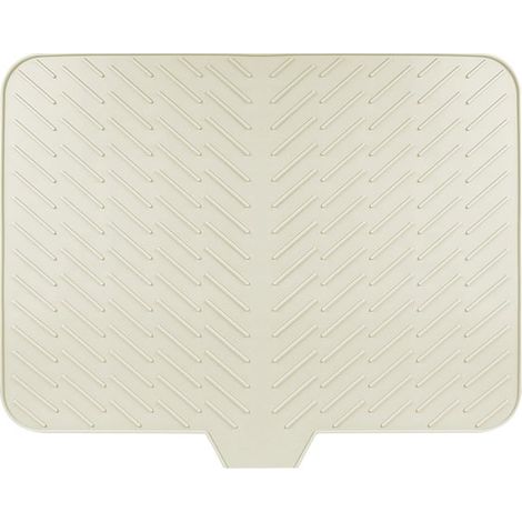 Tappetino scolapiatti in silicone, con scanalatura di drenaggio integrata, resistente al calore, ecologico, igienico, a prova di perdite, antiscivolo, per scolare piatti, colore bianco sporco. (1/2)