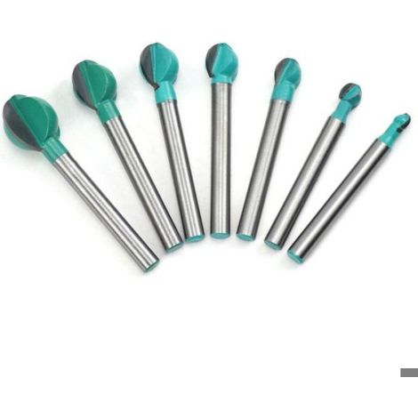 Fraise à Fond Rond Bois, 7PCS 6 mm Tige 6/8/10/12/14/16/19 mm Routeur Core Box Bits, Fraise à Rainurer pour Défonceuse Outil (1/4)
