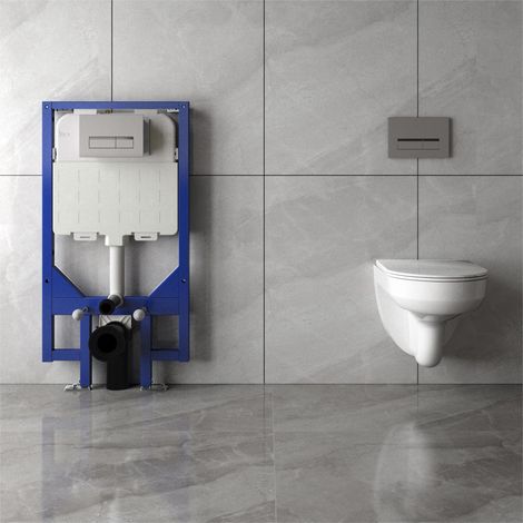 Acezanble 5 in 1 1.14M Concealed Cistern & Rimless Wall Hung Toilet Set (1/5)