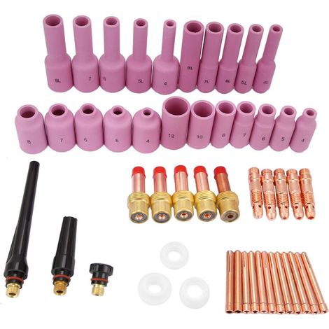 50 pièces/Ensemble WP-17/18/26 série Torche de Soudage TIG Consommables Accessoires TIG Joint Collet Corps gaz Lentilles Tasses (1/4)