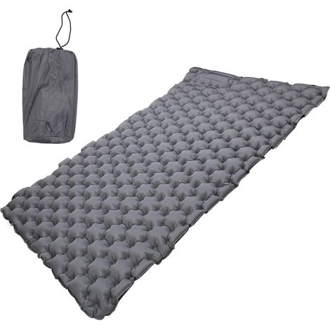 Tapis de sol de camping gris 60s, matelas gonflable ergonomique imperméable en nylon pour 2 personnes, pied-pression, usage extérieur (1/5)