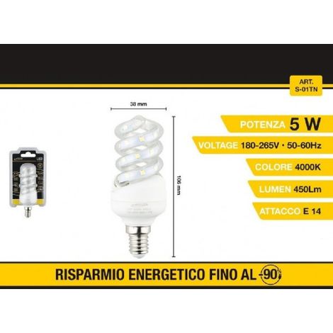 Trade Shop - Spiralförmige LED-Glühbirne E14 5W Kaltes warmes natürliches weißes Licht 28D S-01T -