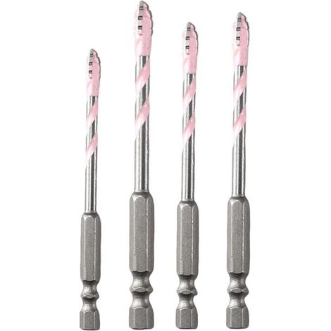 Brocas para mampostería y hormigón  Brocas dentadas excéntricas para baldosas de cemento, juego de 4, para vidrio, chapa, metal, baldosa, madera y cera. (1/5)