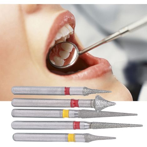 Ensemble de 5 fraises diamantées à grande vitesse pour la préparation de l'émail interdentaire lors de traitements orthodontiques, laboratoire dentaire (1/5)