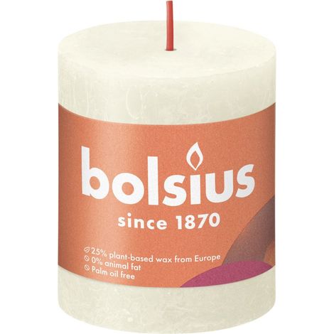 Bolsius Rustik Stumpenkerze weiche perle, Höhe  8 cm, Ø 6,8 cm Stumpen- und Kugelkerzen