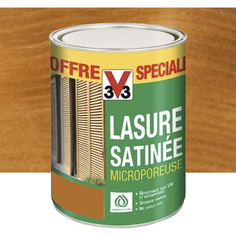 Lasure Satinée V33 Microporeuse Chêne moyen 3 L (1/2)