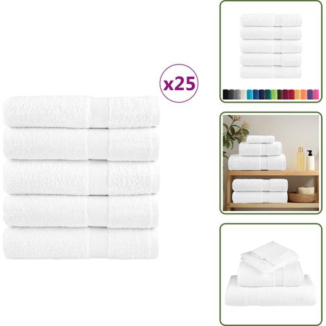 Premium-Duschtücher SOLUND 25 Stk. Weiß 70x140 cm 600 g/m² - Baumwolle - Handtücher - Duschhandtücher - Weiße Handtücher - Badezimmertextilien (1/5)