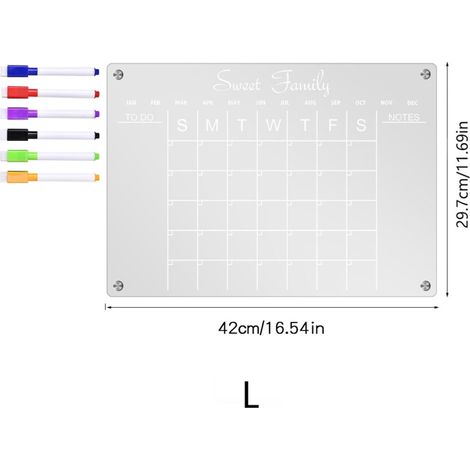 Calendrier magnétique hebdomadaire en acrylique pour réfrigérateur, tableau effaçable à sec - TYU048 Grand (1/5)
