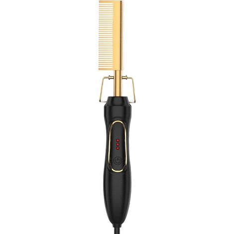 Fer à lisser, peigne chauffant, brosse lissante professionnelle, fer à lisser, peigne chauffant électrique pour perruques en cheveux naturels et tous types de cheveux (1/5)