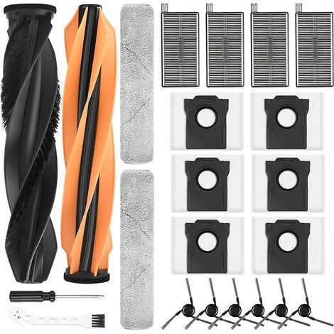 Lot de 22 accessoires pour robot aspirateur Dreame Aqua10 Ultra Track Complete, 2 brosses principales, 6 sacs à poussière, 2 rouleaux de nettoyage, 4 filtres, 6 brosses latérales, 1 brosse de (1/5)