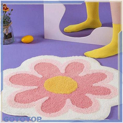 Tapis Fleur - Tapis Imitation Cachemire Épais et Absorbant - Pour Salon Chambre Salle De Bain - 60 X 60 Cm (1/5)
