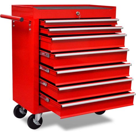 Carrito caja de herramientas 7 cajones rojo (1/5)