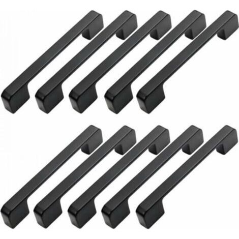 10 tiradores para muebles con distancia entre centros de 128 mm, color negro, para puerta de cocina, barra de muebles, color negro, 128 mm