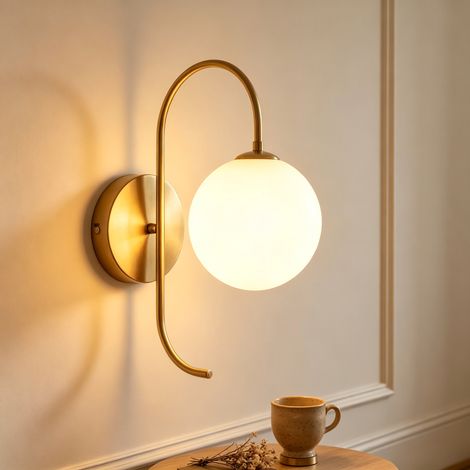 ZMH Applique Murale Intérieure G9 Lampe Murale Boule Verre Doré pour Chambre Couloir (1/5)