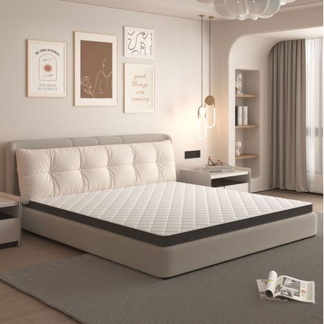 Matelas 90x200 cm blanc et gris H3, mousse 7 zones, Oeko-Tex, 7 cm MEUBLIV (1/5)