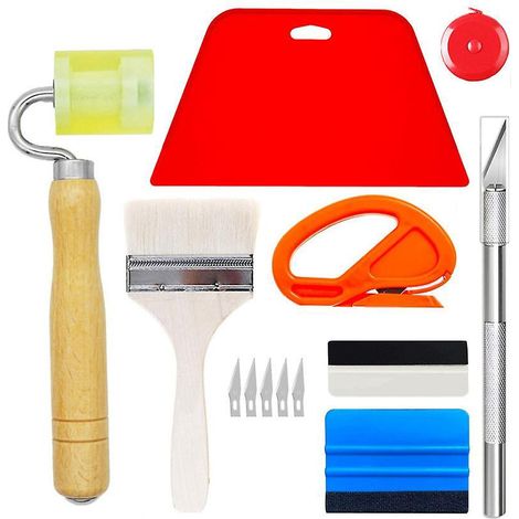 Kit D'outils De Raclette Pour Dcalcomanies De Voiture De 13 Pices, Kit D'outils De Lissage De Papier Peint Pour Peler Et Coller Du Papier Peint,