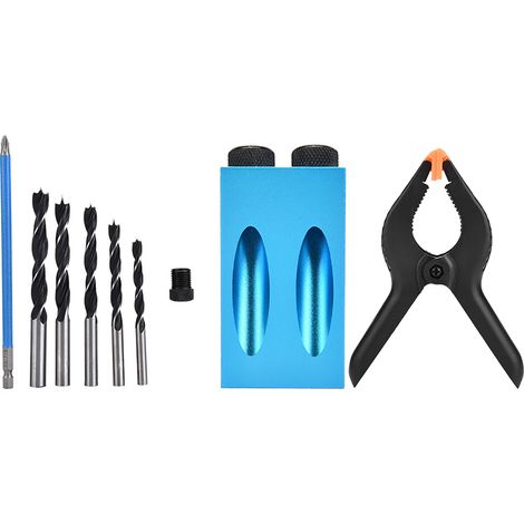 Kit de perçage pour trous de poche à 15° (34 pièces) : guide de perçage oblique pour le travail du bois, outil de positionnement et de localisation. (1/5)