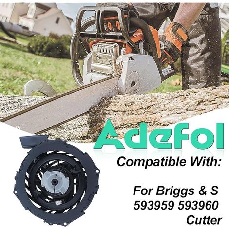 Démarreur à Rappel Kit Pour Briggs & S 593959 593960 Tondeuses à Gazon, Démarreur avce Tasse de démarrage Griffe, Corde de démarrage, Remplacement 590588, 591139, 593961 (1/5)