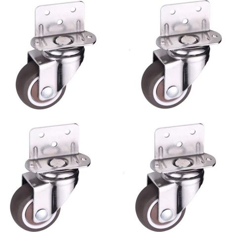 4 Pcs Petite roulettes pivotantes, 25mm roulette pour meuble, roulette en L pour lit de bébé, armoire, meubles, table, capacité de chargement 11kg par roue